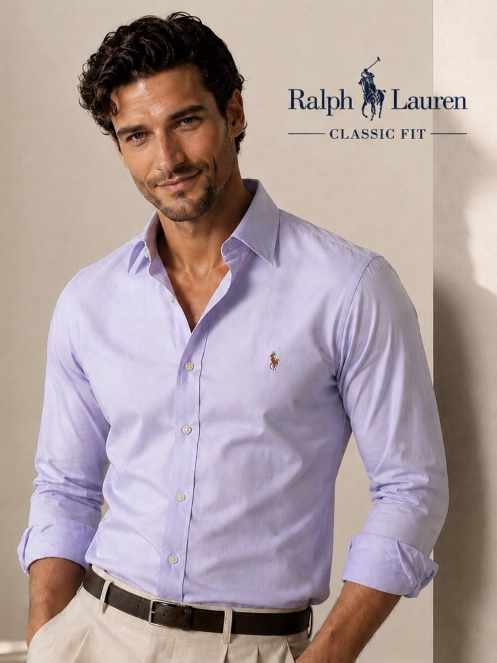 Ralph Lauren Classic Fit Lavender 100% Cotton Dress Shirt 15½ 32/33 NEW